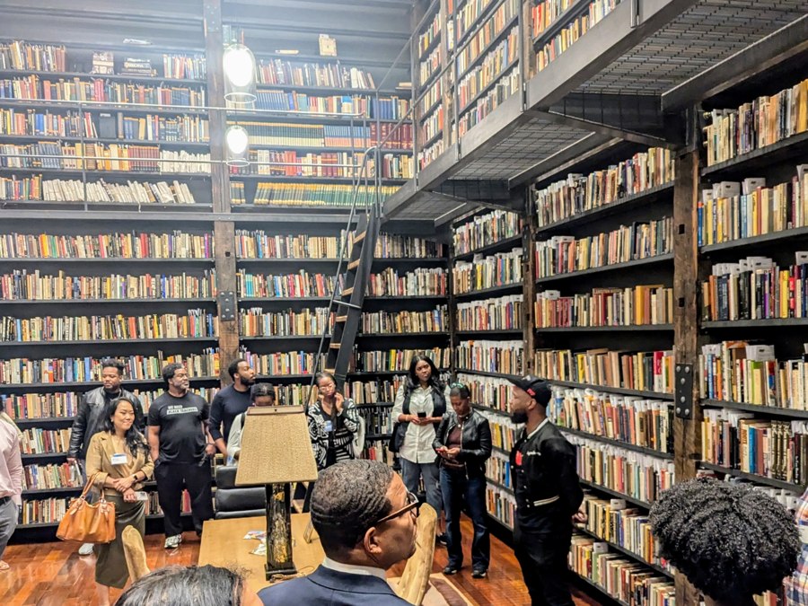Visitors touring the Johnson Publishing archive at Stony Island Arts Bank