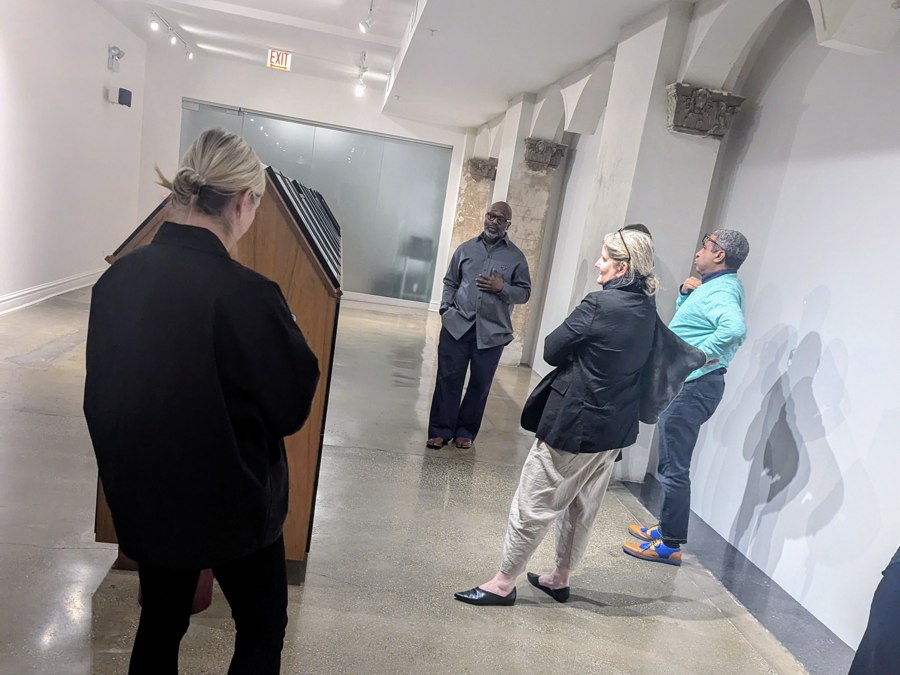 Gallery tour during a Rebuild Foundation exhibition opening